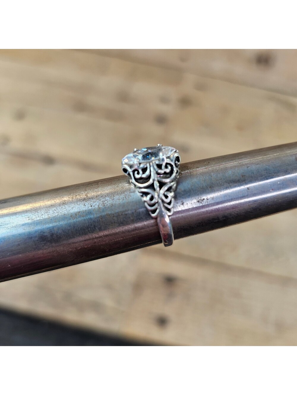 Kabana .925 Sterling Silver Marquise CZ Filigree Cocktail Ring Size 8